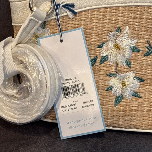 NWT Draper James Emma White Willow Embroidered Crossbody Handbag - Picture 2 of 8